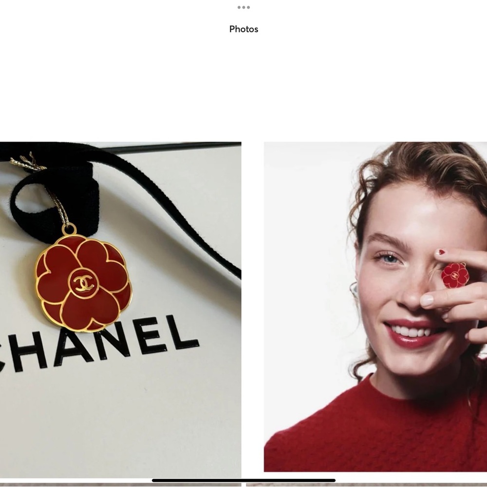 Chanel Red and Gold Flower Charm